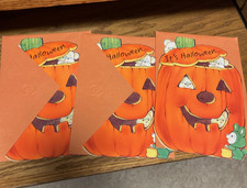 VTG Halloween Greeting Card Mice Pumpkin American 3 cards New picture
