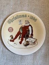 Vtg. NORMAN ROCKWELL Santa And to all a Good Night Plate 1996 Christmas Knowles picture