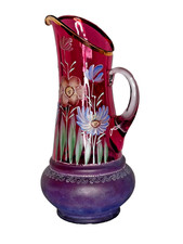 Vintage Northwood Hand Painted Cranberry Glass Ewer-HARD TO FIND picture