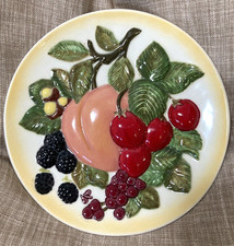 Vintage Wall Plate 3D Peach Cherry Blackberry Hazelnut Grape 7.5'' picture