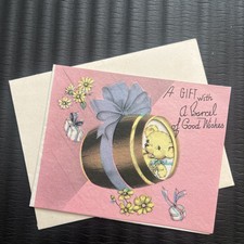 Vintage UNUSED Bapco L-1168 New Baby Girl Boy Greeting Card & Envelope 1960s picture