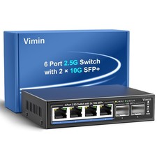 6 Port 2.5G Unmanaged Network Switch, VIMIN 4X 2.5Gbase-T Ports, 2X 10G SFP+ ... picture
