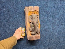 Vintage Hand Carved Wooden Elephant wall plaque Ornament picture