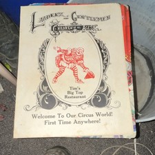 VERY RARE Tim’s Big Top Restaurant Vintage 1970 To 76 Menu, picture