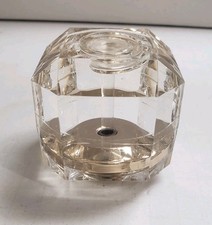 Vtg Lucite Transparent Refined Oil Barrel Art Deco Paperweight Gold Tone Accents picture