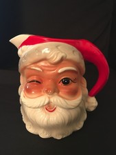 Vintage Brinn's Japan Winking Santa Ceramic Pitcher 6
