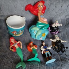 Vintage The Little Mermaid Lot -  PVC Figures Plastic Cup Bank Vtg Disney Ursula picture