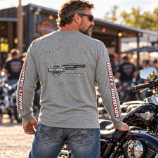 Harley-Davidson Men's Gray Long Sleeve Loud & Proud Lima Ohio Graphic Shirt USA picture