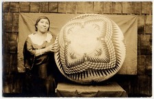 RPPC: Lucy Parker Telles, Master Native American Basket Weaver, 1930, Real Photo picture
