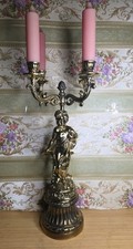 Vintage Bronze Four Arm  Candelabra Carried by a Cherub / Putti  On Base . NICE  picture