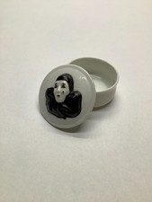 Vintage Crying Clown Trinket Box White Porcelain Powder Make-Up Container picture