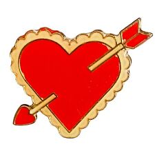 Red Heart Arrow Lapel Pin Brooch Love Gold-tone 949 picture
