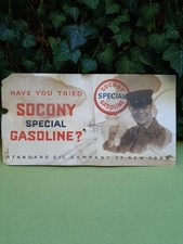 Antique SOCONY General Store Special Gasoline Sign Ad Standard Oil Paperboard picture