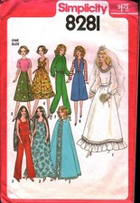 8281 Vintage Simplicity Sewing Pattern Wardrobe Fashion Dolls 11.5