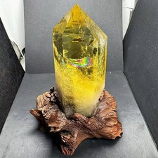 4.23LB Natural Citrine Quartz Obelisk Energy Crystal Tower Point Reiki +Stand picture