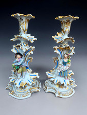 PAir Antique 19thc vieux paris porcelain style jacob petit candle holders picture