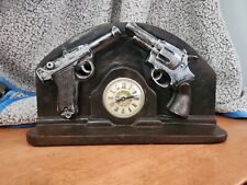 Vintage Gun Cast Plaster Mantle Lanshire Clock Aprox. 10×15.5 Works picture