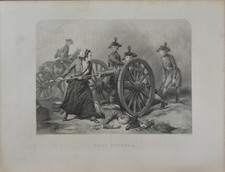 Antique American Revolutionary War Molly Pitcher 1878 Original Engraving picture