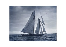 1922 Gloucester Fishing Schooner Henry Ford Under Full Sail Glass Negative OOAK picture