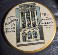 RARE Antique Advertising Pocket Mirror Philadelphia Life Insurance Company picture