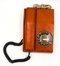Vintage Unique Rare Belgium ITT BTMC Leather Rotary Desk Telephone Untested picture