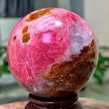 232G Natural Peach blossom stone pink ball  sphere Crystal Mineral ball Specimen picture