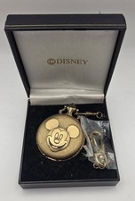Vintage Swiss Made Disney Mickey Mouse Gold Majesti Pocket Watch New picture