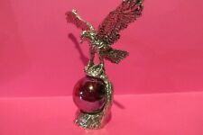 Pewter Bald Eagle Figurine On A Red Glass Orb 2 3/4 x 2 3/4 picture