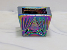 Mosser Electric Purple Blue Iridescent Carnival Glass Square Open Salt Cellar picture