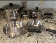 Lot Of Revere Ware Copper Bottom Stainless Steel (8 Piece) Clinton, IL Pots Pans picture