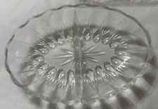 CLEAR GLASS OVAL TWO SECTION DIVIDED PICKLE RELISH MINTS NUTS DISH picture