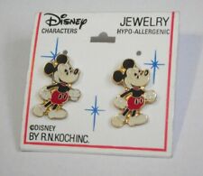 Vintage New nos Disney RN Koch Mickey Mouse cloisonne enamel pierced earrings picture