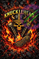 Knucklehead V-Twin Motorcycle Engine Viking Skull 4x6 Glossy Photo Print picture