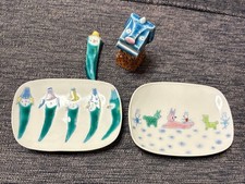 Kitao Maki-san Bean Plate Chopstick Rest Guardian Dog Used picture