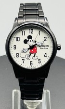 Citizen Eco Drive Watch Disney Parks Mickey Mouse Black Case White Luminous Dial picture