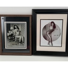 Bettie Page Autographed Framed Pinup Photos Set of 2 Hollywood Estate Vintage picture