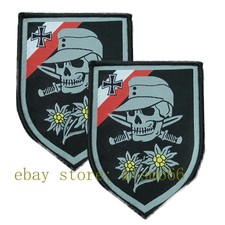 2pcs WW2 World War 2 German Skull Cross Edelweiss 3.75