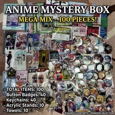 Anime Merch Lot 100pcs Mystery Box Can Badge Keychain Acrylic Stand Towel Japan picture