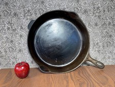 RARE Antique Wagner Cast Iron 14 INCH Marked 12 Pan USA Skillet Fry 8 lbs Spouts picture