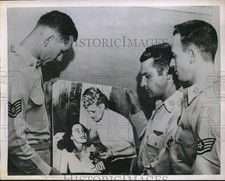 1951 Press Photo Korea. USAF J Nicholson,M Knapp,Wm McGann, Sgt Stafford picture