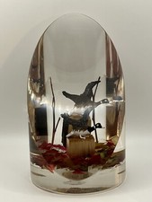 Goldfeder Ardsley, N.Y. Vintage Resin Paperweight Geese Wood Twigs Dried Leaves picture