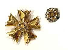 VFW LADIES AUXILIARY ENAMEL MALTESE CROSS GOLD STERLING SILVER PIN BROOCH LOT 2 picture