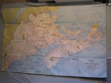 VINTAGE MAINE WITH THE MARITIME PROVINCES MAP National Geographic March 1975 picture