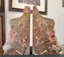 Polished Brecciated Or Spiderweb Jasper Bookends w/ Felt Bottoms - 2 Pcs picture