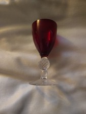 VTG Morgantown Golf Ball Ruby Red Clear 7643 Stemed Liquor Goblet picture