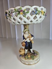 Antique German Porcelain Figural Compote Basket C.G. Schierholz Style Floral picture