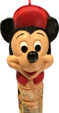 VTG RARE MICKEY MOUSE DISNEY VALENTINE CONVERSATION HEART TUBE RED BLACK 11.5” picture