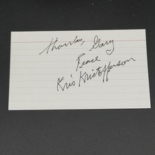 Kris Kristofferson Signed 3x5 Index Card - Country - TTM Authentic Autograph picture