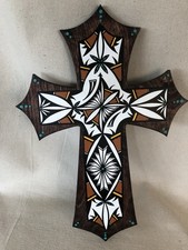 Native American Artist Kim Young Laguna Acoma Wooden Cross Native Designs Hangs picture