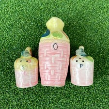 Vintage Japan Ceramic Oil Salt Pepper Shaker Condiment Set picture